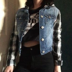 Jean Jacket with Plaid Details